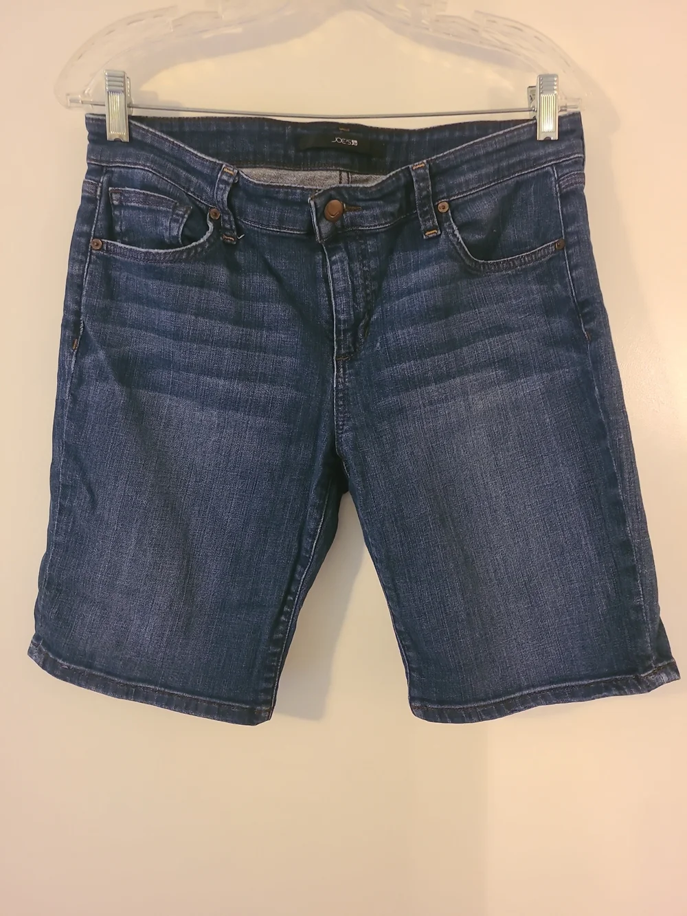 Joe’s Jeans Canna Bermuda Shorts Dark Wash Denim Stretch Knee Length High Rise
